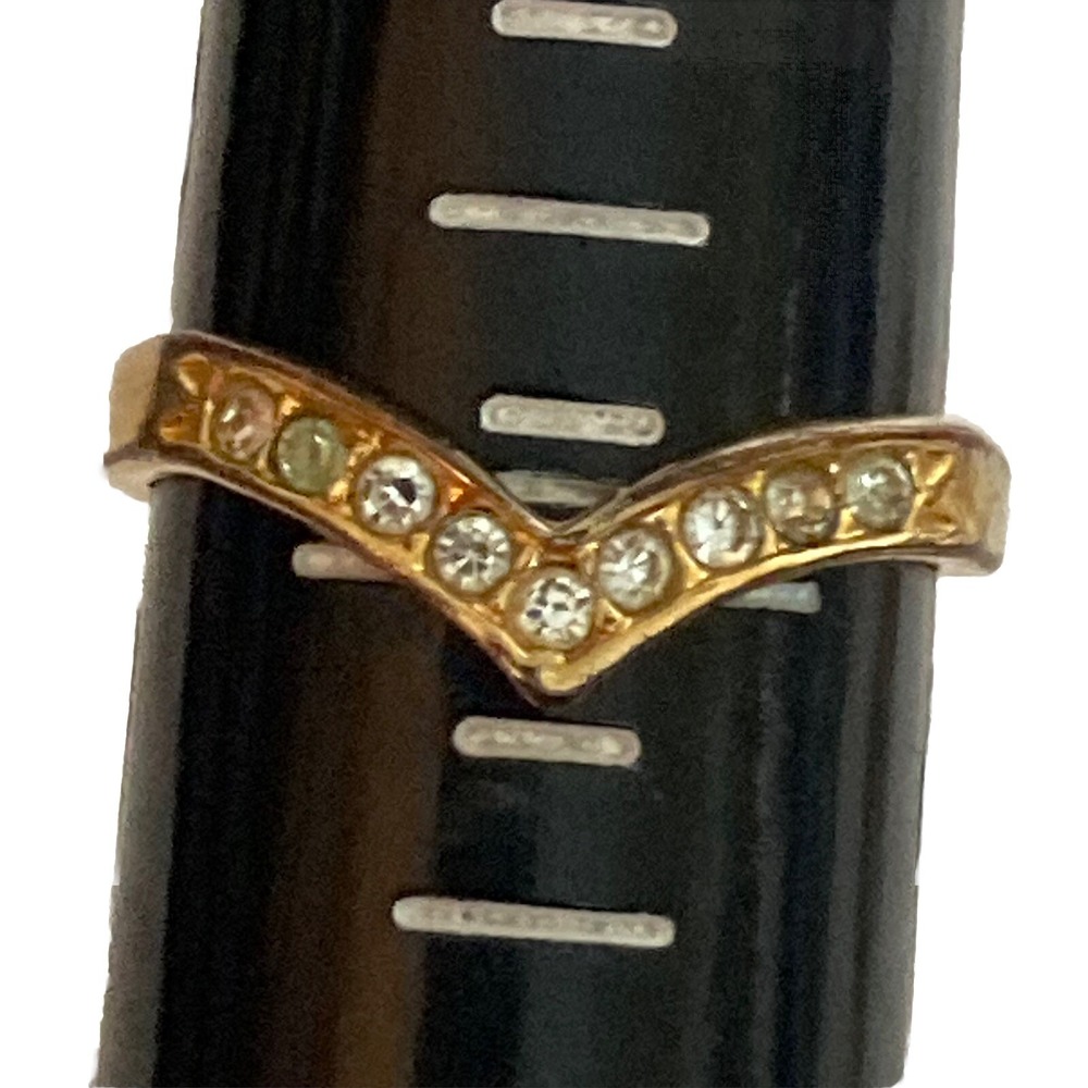 Vintage Contempo Gold Tone 9 Stone Chevron Ring Size 6.75